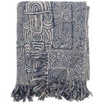 Bloomingville přehoz na postel Pléd BRESSO modrý 160 x 130 cm – Zboží Dáma