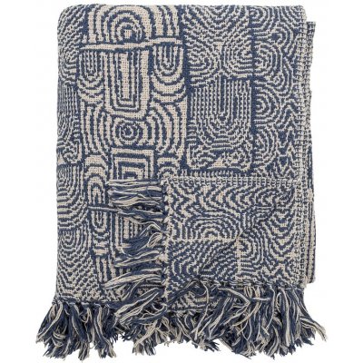 Bloomingville přehoz na postel Pléd BRESSO modrý 160 x 130 cm – Zboží Dáma