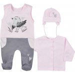 Koala 3-dílná bavlněná dětská souprava Birdy tmavé růžová – Zboží Dáma