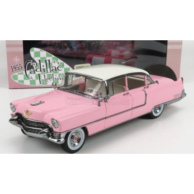 Greenlight Cadillac Fleetwood Series 60 1955 Růžová Bílá 1:18 – Zboží Mobilmania