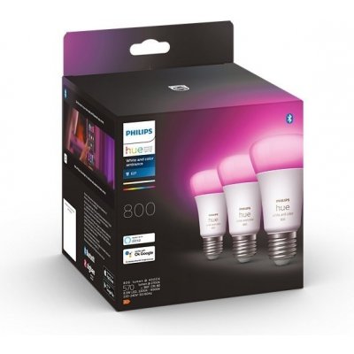 Philips žárovka LED Hue White and Color Ambiance 6,5W 800lm E27 3ks ZB+BT – Hledejceny.cz