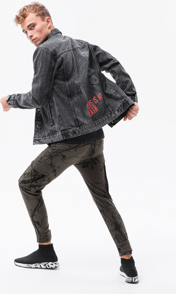 Ombre Clothing pánská džínová přechodová bunda Rhoel C525 černo-šedá