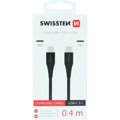 Swissten 71506514 USB-C / USB-C, 0,4m, černý – Zbozi.Blesk.cz