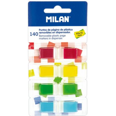 MILAN Záložka lepící MILAN PVC 45x12 mm 4 barvy (140 ks) – Hledejceny.cz