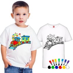 dětské tričko s vlastním motivem + barvy na textil 6 barev tričko Omalovánka