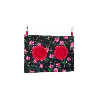 Aniland Látkový seník pro králíky a morčata s karabinkou černé růžičky 30 x 22 cm – Zboží Dáma