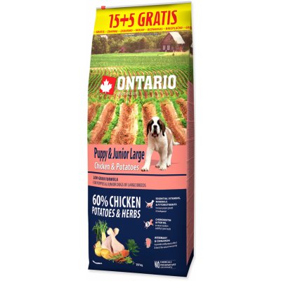 Ontario Puppy & Junior Large Chicken & Potatoes & Herbs 15 kg – Hledejceny.cz
