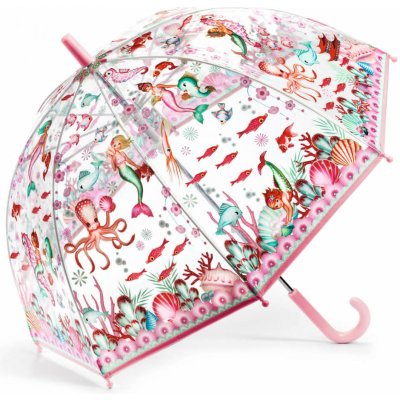 Djeco Mořská víla deštník dětský průhledný růžový