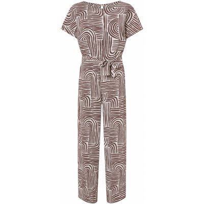 Esmara dámský lněný overal s odnímatelným páskem na zavazování hnědý vzor – Zboží Dáma