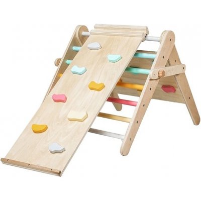 EliNeli Montessori rostoucí Piklerové trojúhelník 59 cm 3 v 1 s activity boardem a prknem 2 v 1 fres – Zboží Dáma