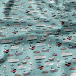 Dětská bavlněná látka metráž Lodě na Modrém – Sleviste.cz