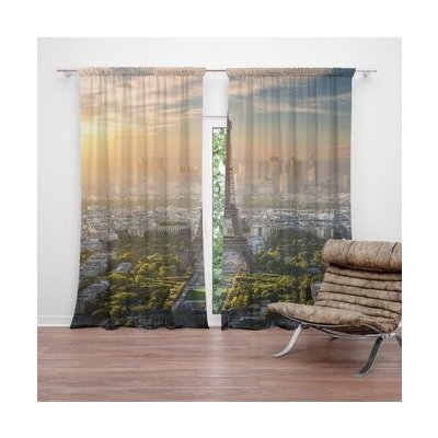 Sablio Závěs Paříž Eifellova věž Skyline: 2ks 140x250cm – Hledejceny.cz
