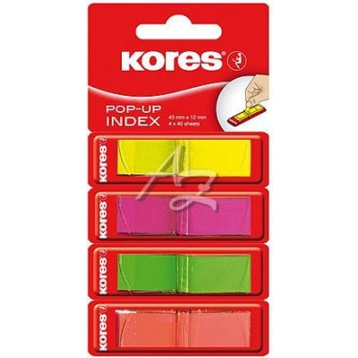 Kores samolepicí záložky 45x12mm/4x40ks Pop-Up mix – Hledejceny.cz