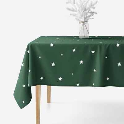 Goldea vánoční hranatý ubrus 100% bavlněné plátno hvězdičky na tmavě zelené 120x120 cm – Zboží Dáma