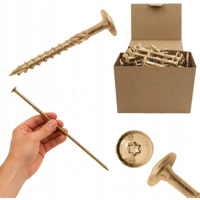 Tesařské vruty do dřeva 8x260 mm TORX talířové 50 ks Azmet WCT-08260 – Hledejceny.cz