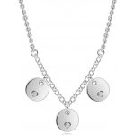 Šperky eshop Stříbrný náhrdelník čiré brilianty, ploché kruhy, výřez srdce R20.05