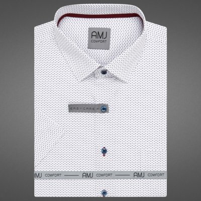 AMJ pánská košile krátký rukáv regular fit VKBR1357 bílá vzorovaná