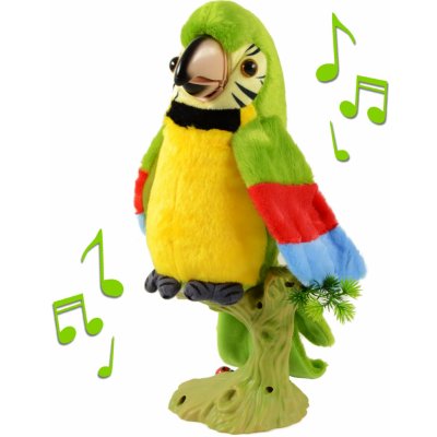 FunPlay 155685 Mluvící papoušek se stojanem 23 cm zelený