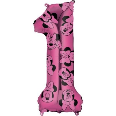 Amscan BALÓNEK fóliový číslice 1 růžová Minnie Mouse 66 cm – Zboží Mobilmania