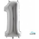 LUMA Balónek foliový č. 1 STŘÍBRNÝ 101 cm – Zboží Mobilmania
