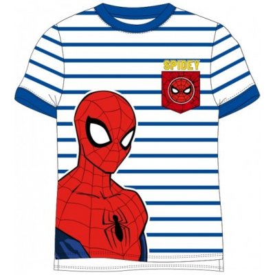 E plus M - Chlapecké bavlněné tričko s krátkým rukávem Spiderman Marvel- modré