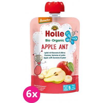 Holle Bio Apple Ant 100% pyré jablkobanánhruška 6 x 100 g – Zboží Mobilmania