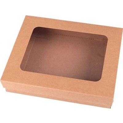 Papírová krabice natural s průhledem 15x19x4cm – Zboží Mobilmania