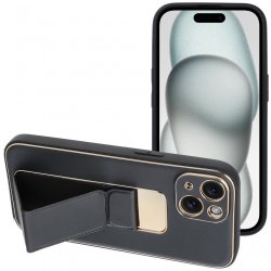 Forcell LEATHER Case Kickstand APPLE IPHONE 15 PLUS černé