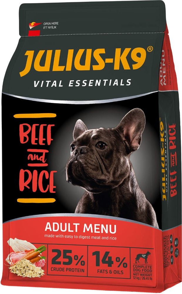 Julius K9 HighPremium Vital Essentials suché Adult dobytek a rýže 12 kg