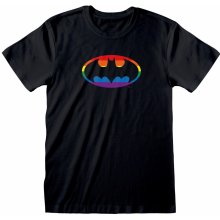 CurePink pánské tričko DC Comics Batman Logo Pride černá