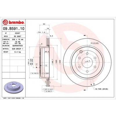 Brzdový kotouč BREMBO 09.B591.10 (09B59110)