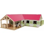 Kids Globe 610210 Stodola se stájemi pro koně a růžovou střechou 1:24 – Sleviste.cz