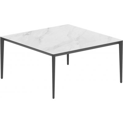 Royal Botania Jídelní stůl U-Nite, 150x150x75 cm, rám lakovaný hliník bronze, deska keramika bílá – Hledejceny.cz