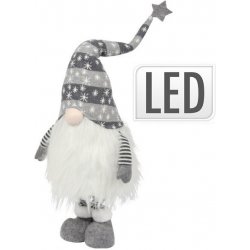 Sezónkovo Vánoční sněhulák Elf XL s LED diodami šedý 108 cm