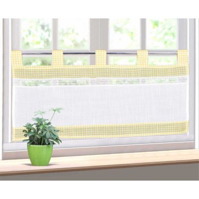 Hotová záclona Kostička a krajka žlutá 40 x 80 cm - 40 x 80 cm – Hledejceny.cz