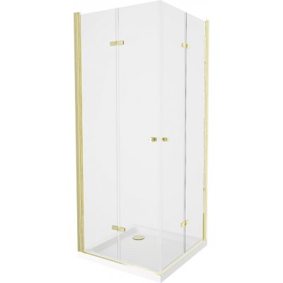 MEXEN/S Roma Duo sprchový kout 90x90, transparent, zlatá +vanička se sifonem 854-090-090-50-02-4010G – Zboží Dáma