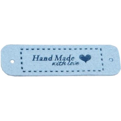 Pro Háčkování Hand Made koženková cedulka se srdíčkem 15x55 mm světle modrá – Sleviste.cz
