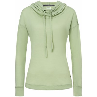 Dámská merino mikina Funnel hoodie celadan green