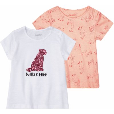 Lupilu Dívčí triko 2kusy bílá světle růžová – Zboží Mobilmania