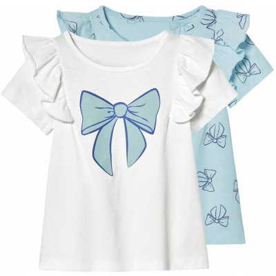 lupilu Dívčí triko, 2 kusy bílá/modrá – Sleviste.cz