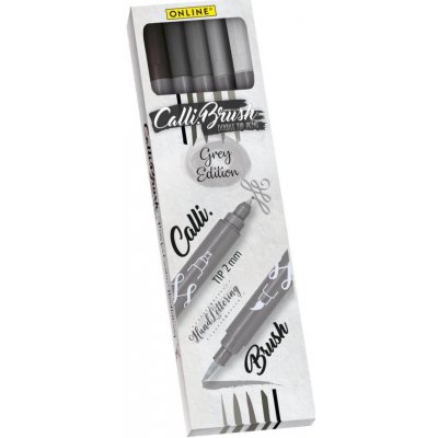 Online calli brush grey kaligrafické fixy 5 ks 19105