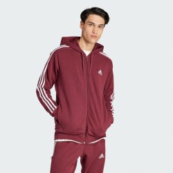 ADIDAS Mikina Essentials French Terry 3-Stripes Full-Zip S RŮŽOVÁ|VÍNOVÁ