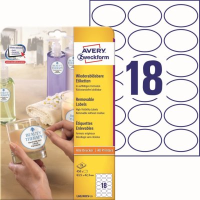 Avery Zweckform Etikety 25 listů A4 bílé 63,5 mm x 42,3 mm L6024REV-25 – Zboží Mobilmania