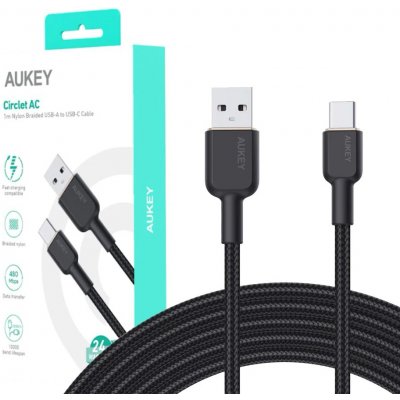 Aukey CB-NAC1 USB-A na USB-C, 1m, černý – Zbozi.Blesk.cz