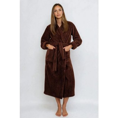 Dlouhý huňatý župan Eliza čokoládově hnědý – Sleviste.cz