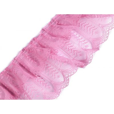 Prima-obchod Silonová krajka řasená / volánek šíře 85; 95 mm, barva 9 (95 mm) starorůžová sv. – Sleviste.cz