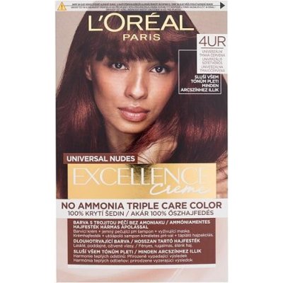 Barva na vlasy L'Oréal Paris Excellence Creme Triple Protection 4UR Universal Dark Red 48 ml – Zboží Mobilmania