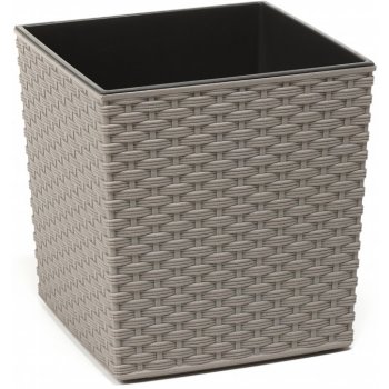 LAMELA květináč JUKA ECO WOOD RATTAN rozměr 25 x 25 x 25,6 cm šedý