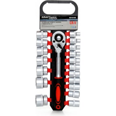 Kraft & Dele Sada gola klíčů s račnou 1/2" 19ks CrV ocel KD10108 – Sleviste.cz