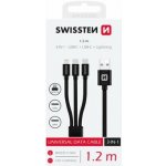 Swissten 72501103 datový 3v1 2x USB-C (M) - Lightning, (M), - USB-A (M) 1.2m, černý – Hledejceny.cz